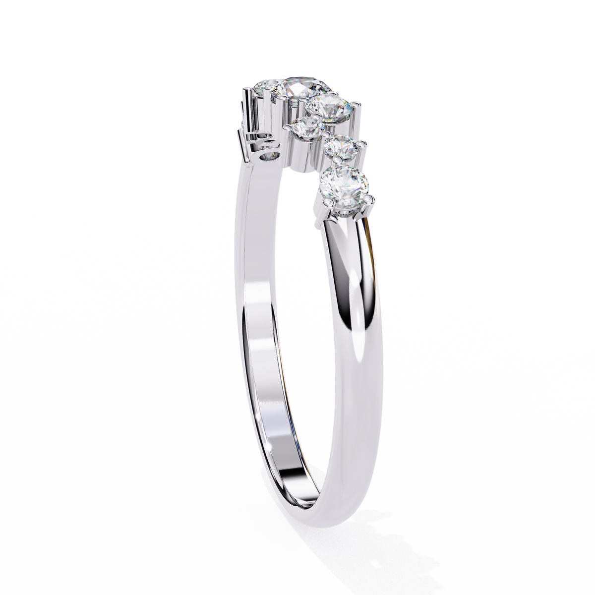 White Gold Round Diamond Scattered Cluster Ring