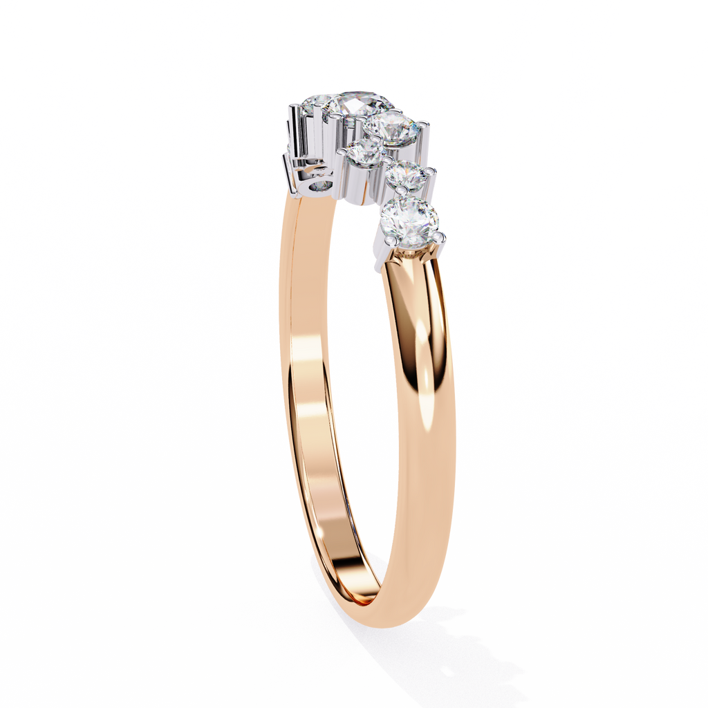 Rose Gold Round Diamond Scattered Cluster Ring
