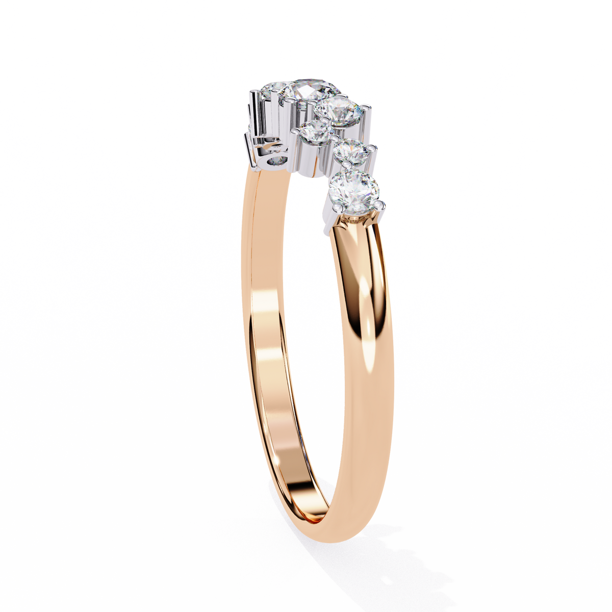 Rose Gold Round Diamond Scattered Cluster Ring