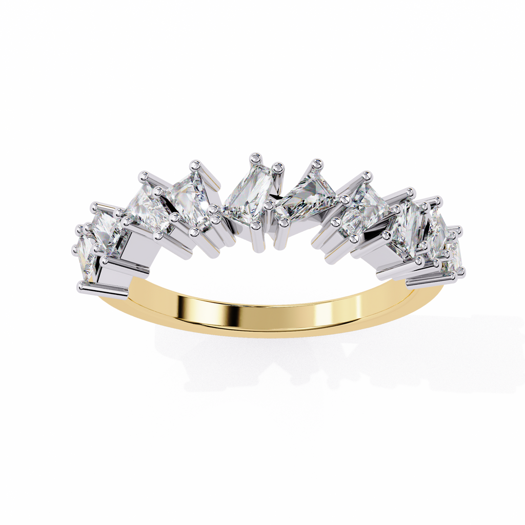 Yellow Gold Mixed Cut Diamond Scattered Half Eternity Ring
