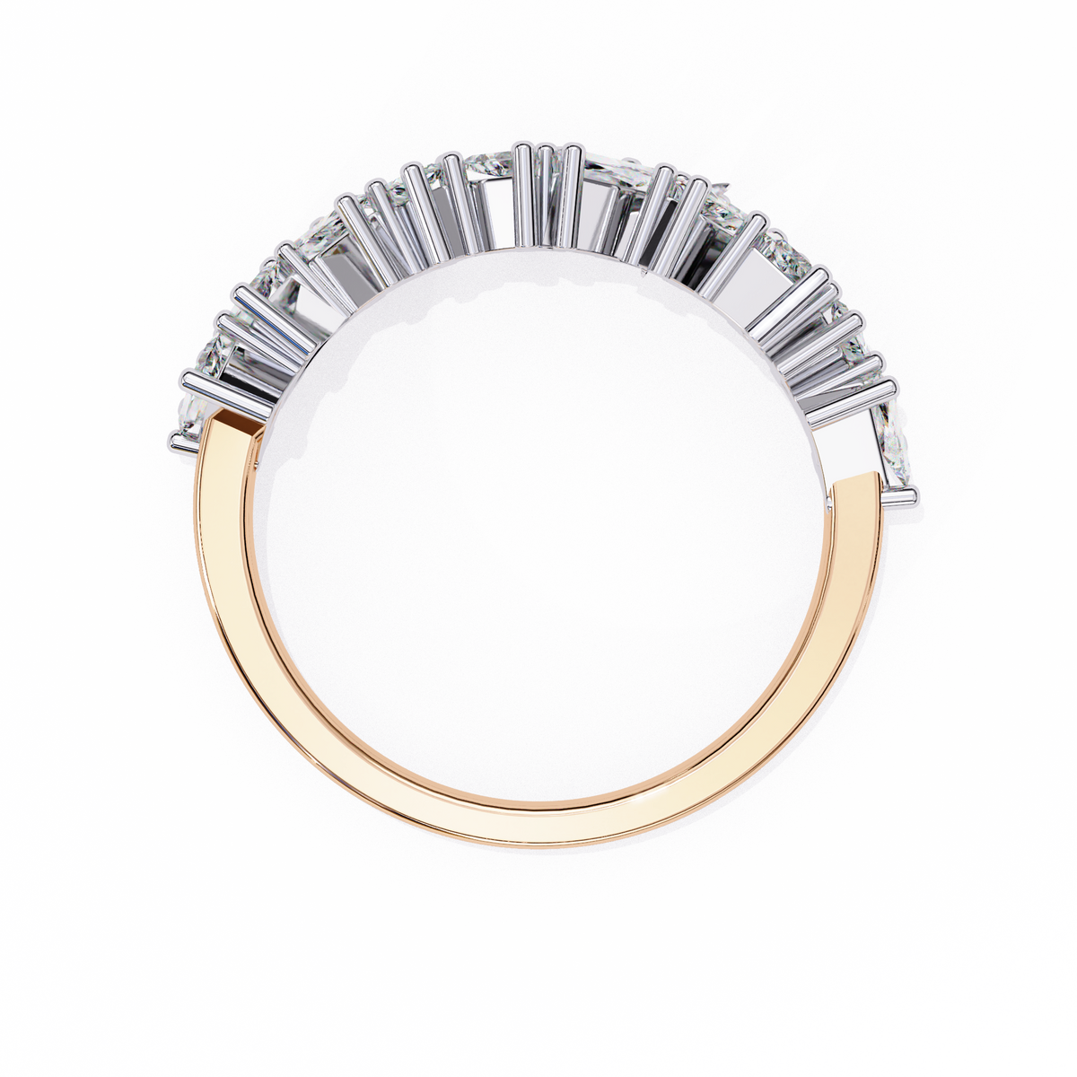 Rose Gold Mixed Cut Diamond Scattered Half Eternity Ring