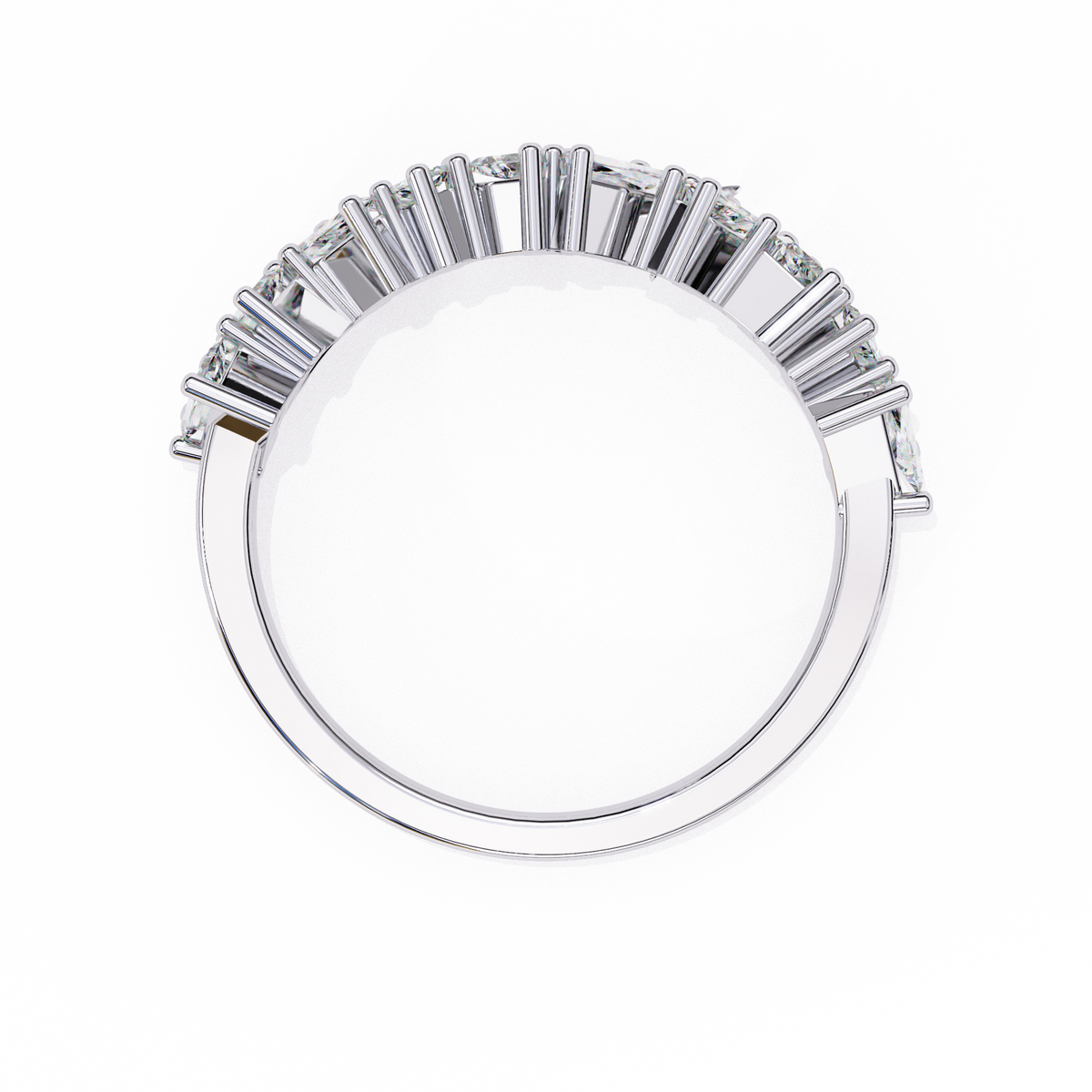 White Gold Mixed Cut Diamond Scattered Half Eternity Ring