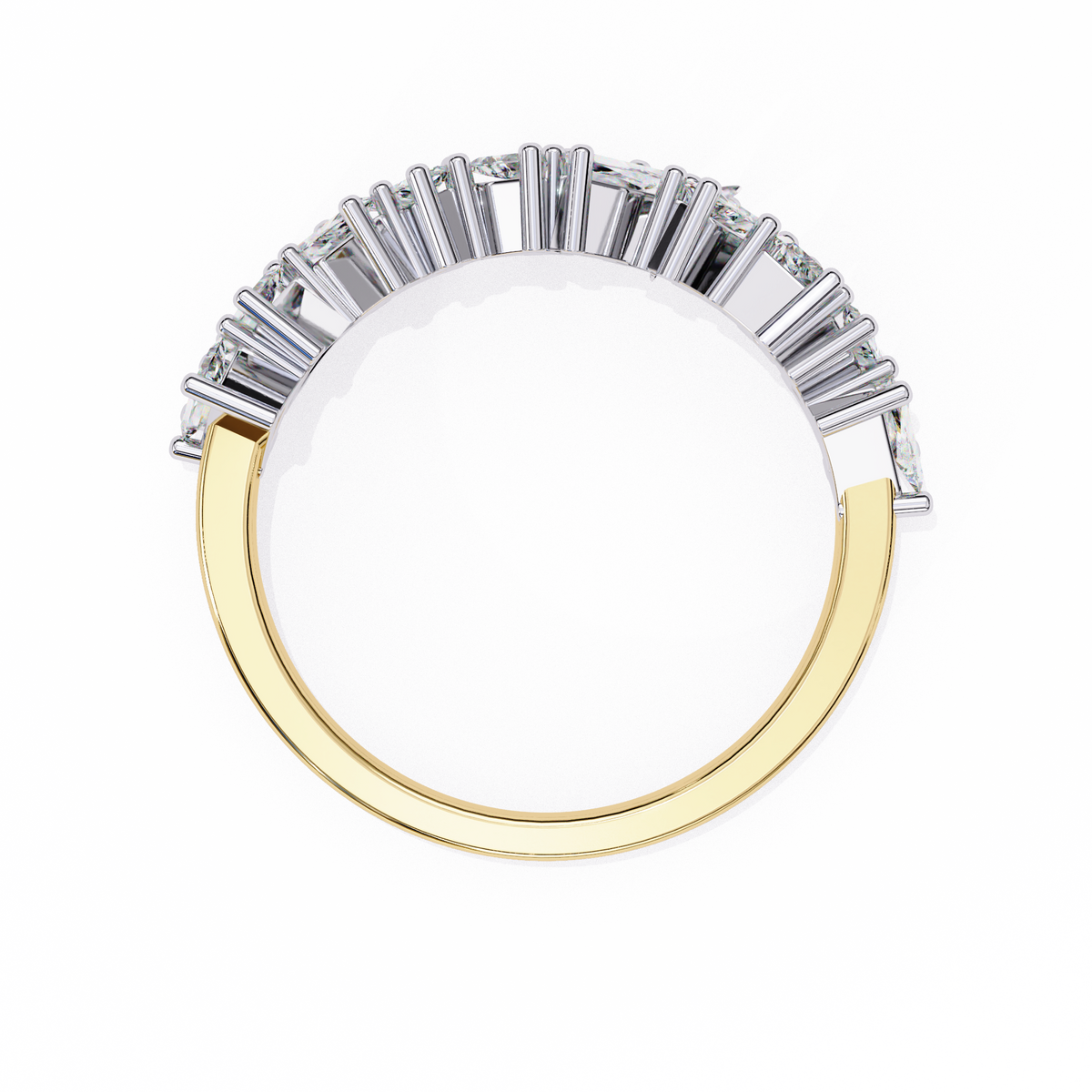 Yellow Gold Mixed Cut Diamond Scattered Half Eternity Ring