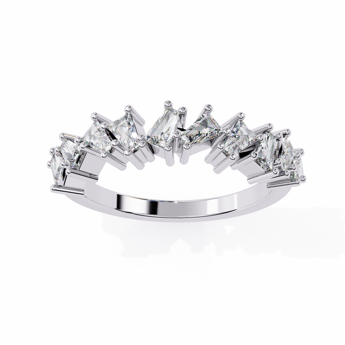 White Gold Mixed Cut Diamond Scattered Half Eternity Ring