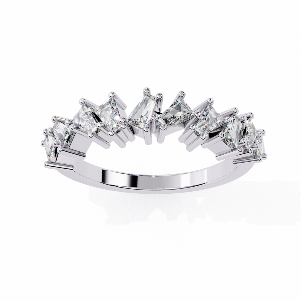 White Gold Mixed Cut Diamond Scattered Half Eternity Ring