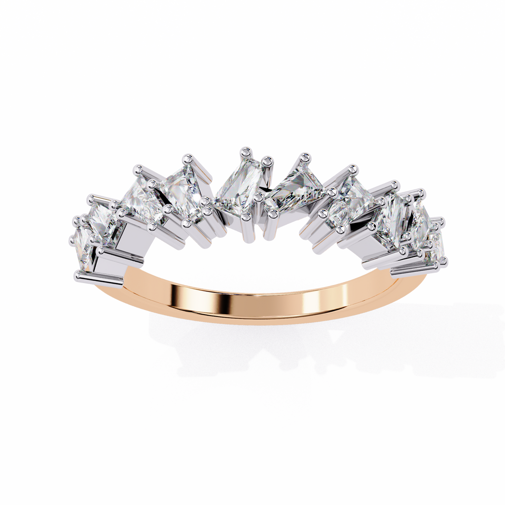 Rose Gold Mixed Cut Diamond Scattered Half Eternity Ring