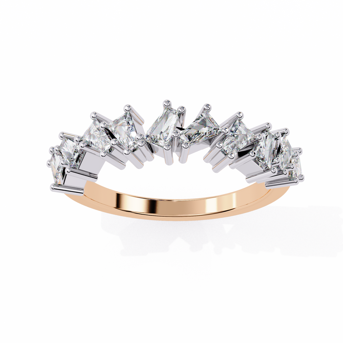 Rose Gold Mixed Cut Diamond Scattered Half Eternity Ring