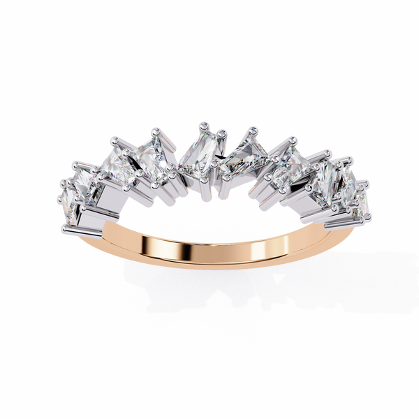 Rose Gold Mixed Cut Diamond Scattered Half Eternity Ring