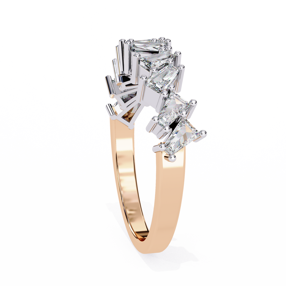 Rose Gold Mixed Cut Diamond Scattered Half Eternity Ring