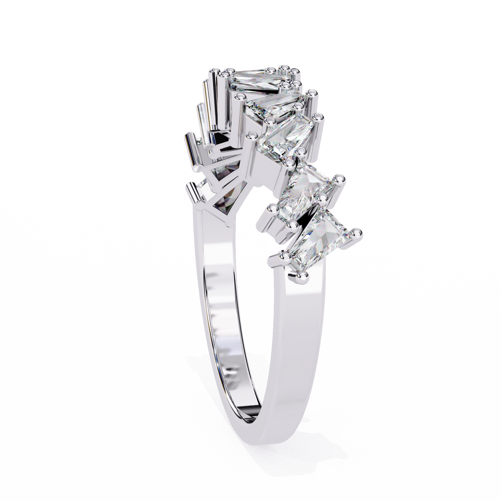 White Gold Mixed Cut Diamond Scattered Half Eternity Ring