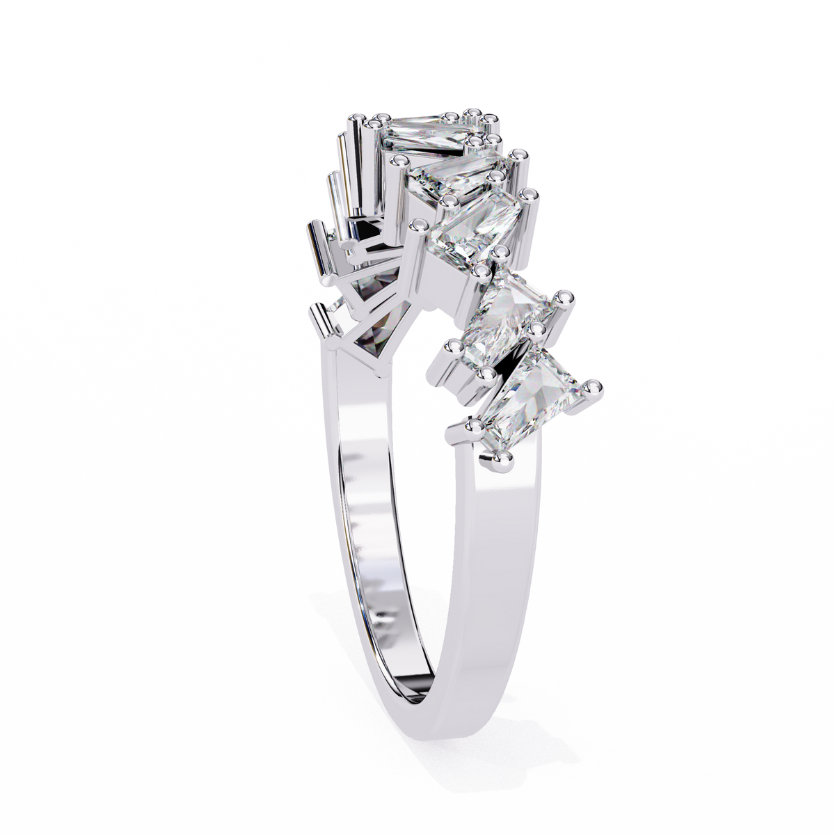 White Gold Mixed Cut Diamond Scattered Half Eternity Ring