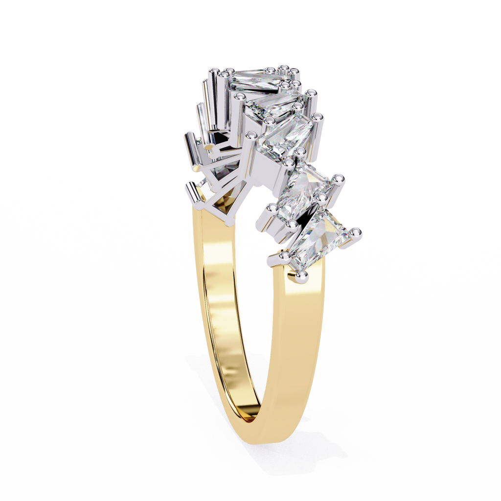Yellow Gold Mixed Cut Diamond Scattered Half Eternity Ring
