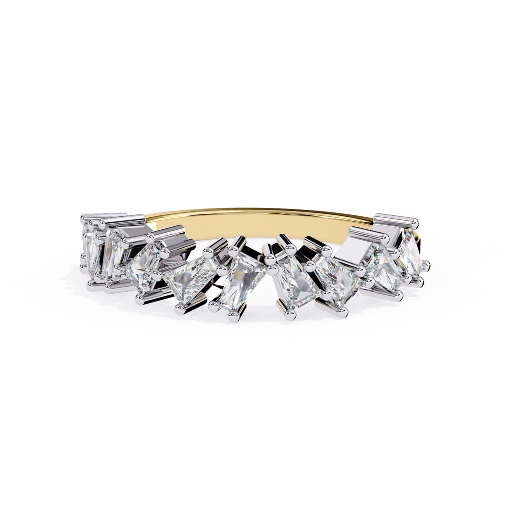 Yellow Gold Mixed Cut Diamond Scattered Half Eternity Ring