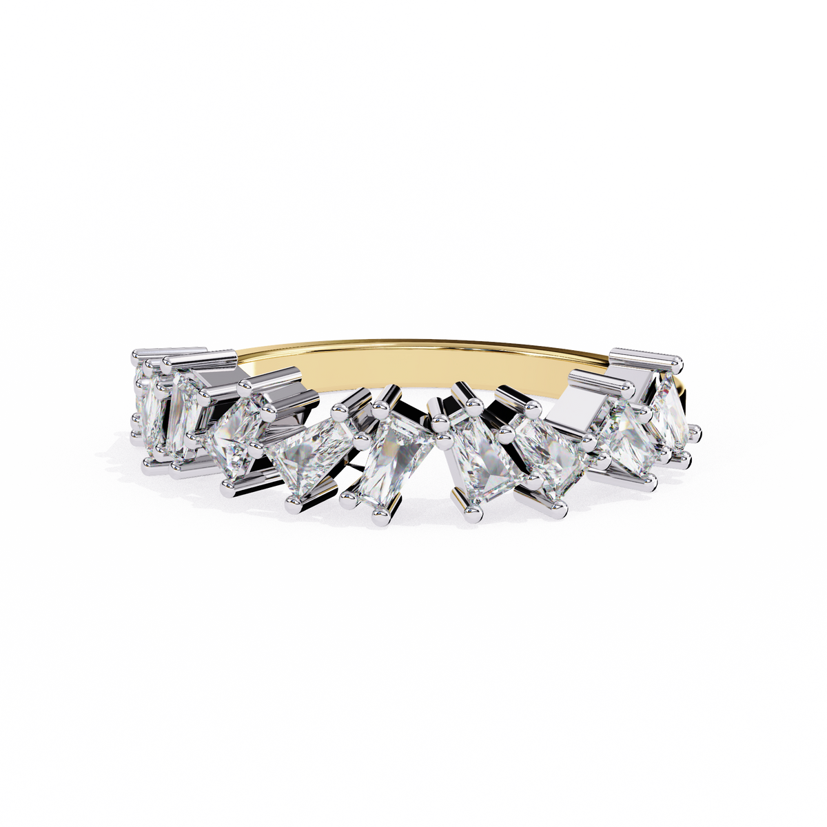 Yellow Gold Mixed Cut Diamond Scattered Half Eternity Ring
