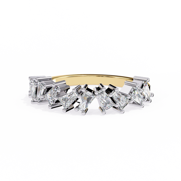 Yellow Gold Mixed Cut Diamond Scattered Half Eternity Ring