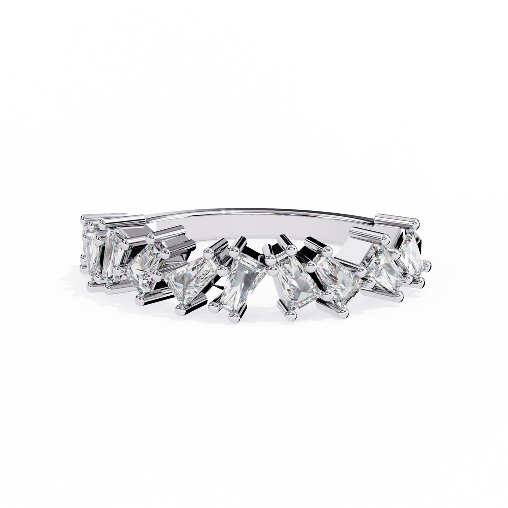 White Gold Mixed Cut Diamond Scattered Half Eternity Ring
