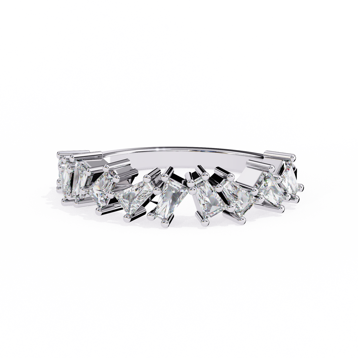 White Gold Mixed Cut Diamond Scattered Half Eternity Ring