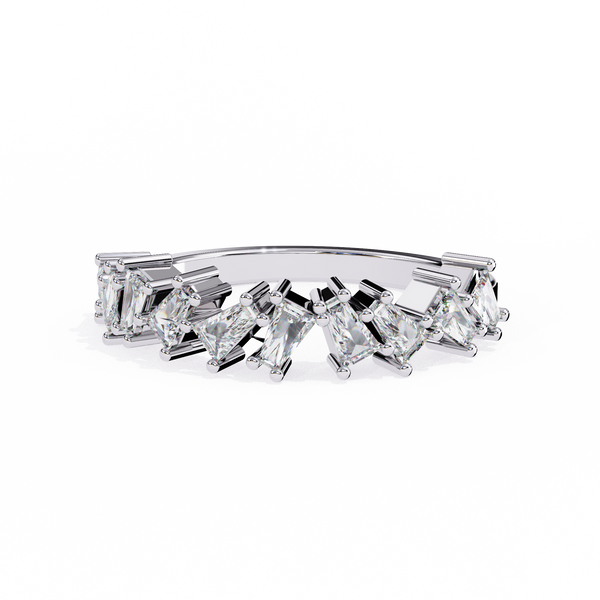 White Gold Mixed Cut Diamond Scattered Half Eternity Ring