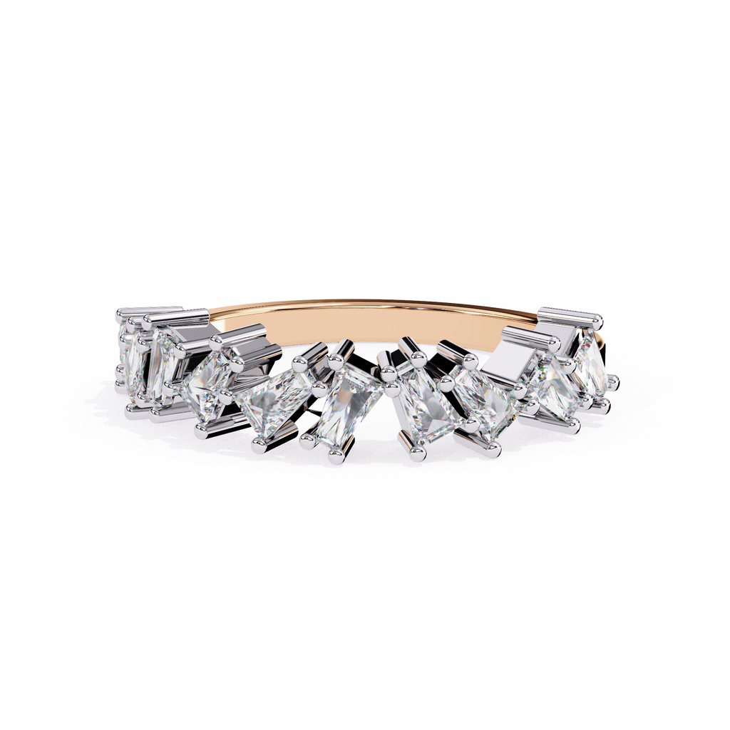 Rose Gold Mixed Cut Diamond Scattered Half Eternity Ring