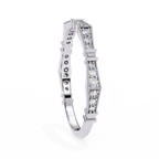 White Gold Round Diamond Milgrain Station Eternity Band