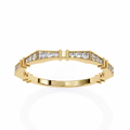 Yellow Gold Round Diamond Milgrain Station Eternity Band