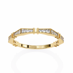 Yellow Gold Round Diamond Milgrain Station Eternity Band