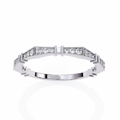 White Gold Round Diamond Milgrain Station Eternity Band