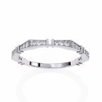 White Gold Round Diamond Milgrain Station Eternity Band