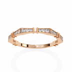 Rose Gold Round Diamond Milgrain Station Eternity Band