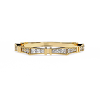 Yellow Gold Round Diamond Milgrain Station Eternity Band