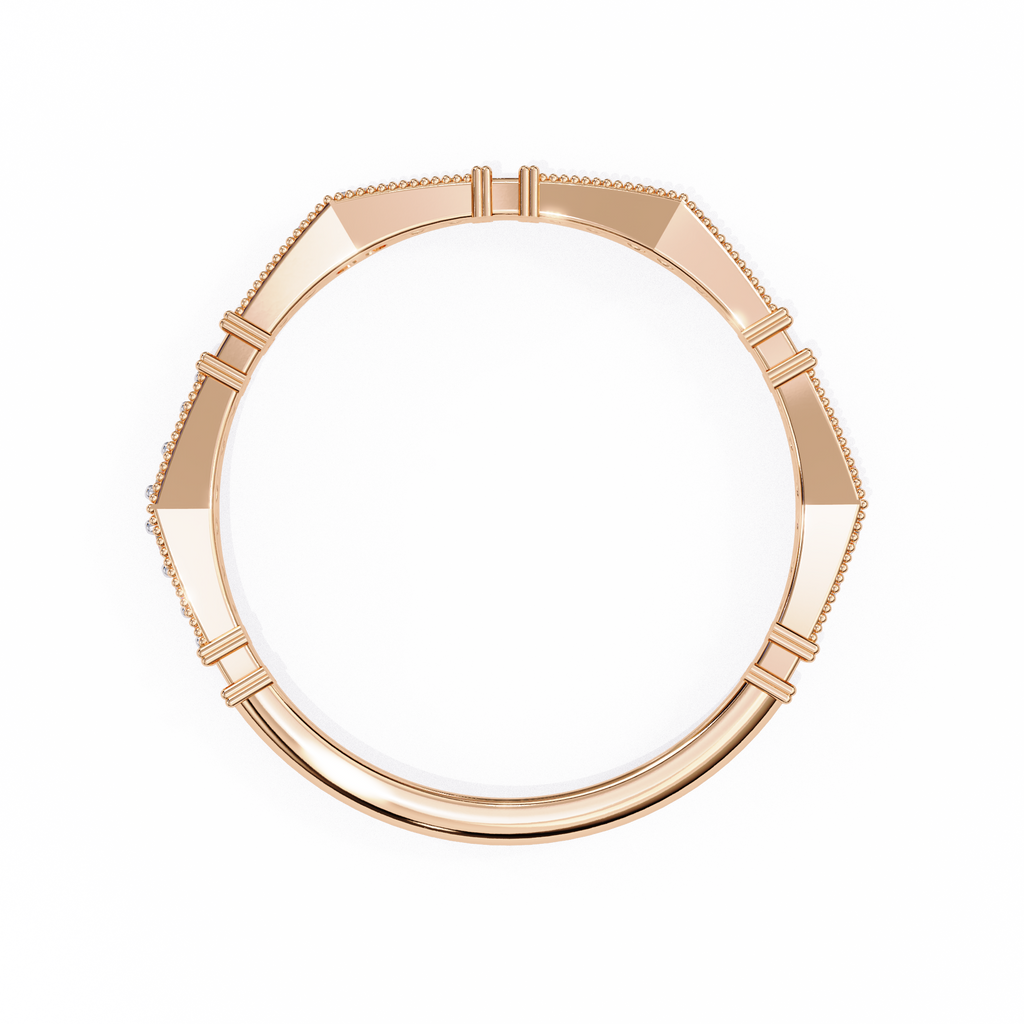 Rose Gold Round Diamond Milgrain Station Eternity Band
