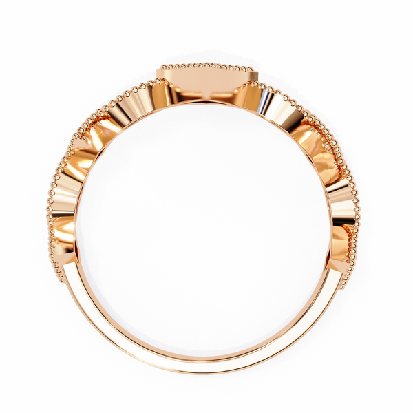 Rose Gold Round Diamond Milgrain Tiara Ring