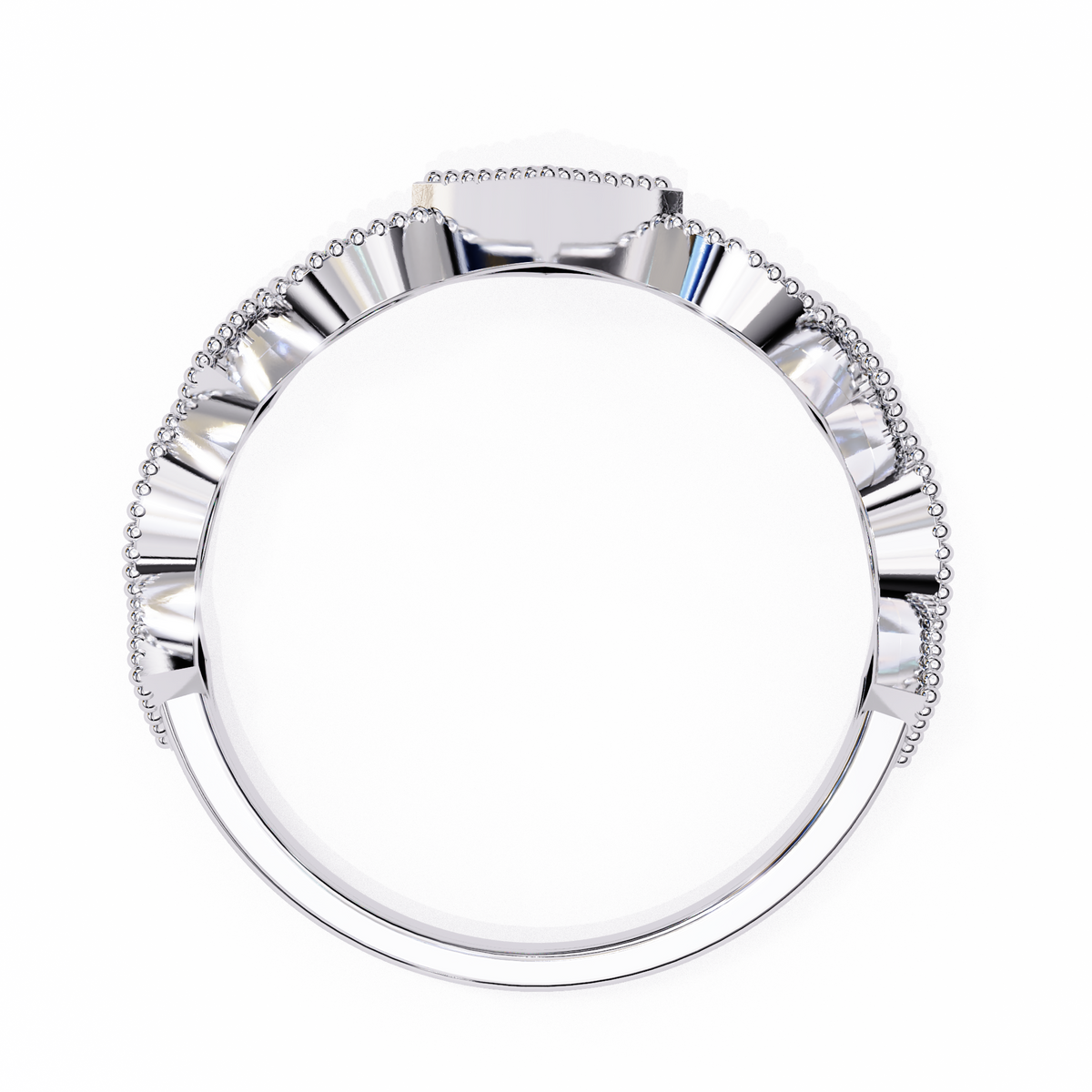 White Gold Round Diamond Milgrain Tiara Ring