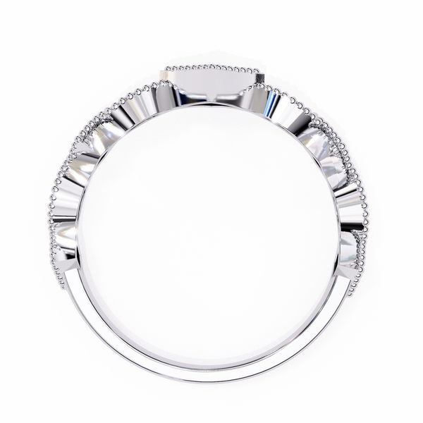 White Gold Round Diamond Milgrain Tiara Ring