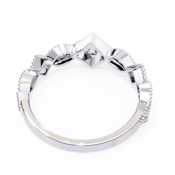 White Gold Round Diamond Milgrain Tiara Ring