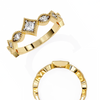 Yellow Gold Round Diamond Milgrain Tiara Ring