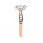Rose Gold Oval Cut Diamond Ring with Channel-Framed Pavé Shoulders