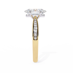 Yellow Gold Oval Cut Diamond Ring with Channel-Framed Pavé Shoulders