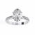 White Gold Oval Cut Diamond Ring with Channel-Framed Pavé Shoulders
