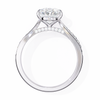 White Gold Oval Cut Diamond Ring with Channel-Framed Pavé Shoulders