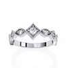 White Gold Round Diamond Milgrain Tiara Ring