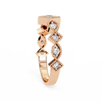 Rose Gold Round Diamond Milgrain Tiara Ring