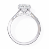 White Gold Oval Cut Diamond Ring with Channel-Framed Pavé Shoulders