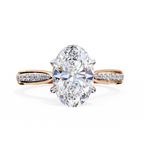 Rose Gold Oval Cut Diamond Ring with Channel-Framed Pavé Shoulders