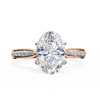 Rose Gold Oval Cut Diamond Ring with Channel-Framed Pavé Shoulders