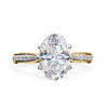 Yellow Gold Oval Cut Diamond Ring with Channel-Framed Pavé Shoulders