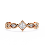 Rose Gold Round Diamond Milgrain Tiara Ring