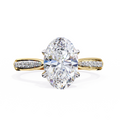 Rose Gold Oval Cut Diamond Ring with Channel-Framed Pavé Shoulders