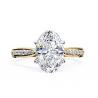 Rose Gold Oval Cut Diamond Ring with Channel-Framed Pavé Shoulders
