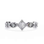 White Gold Round Diamond Milgrain Tiara Ring
